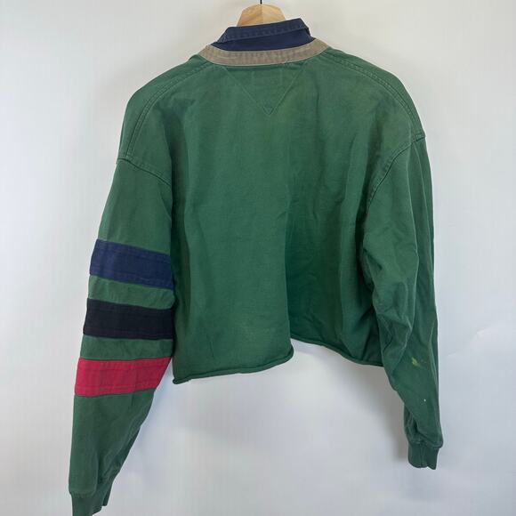 Tommy Hiilfiger Outdoors Green Cropped Pull Over Collared Sweatershirt Wmens M - Picture 10 of 13